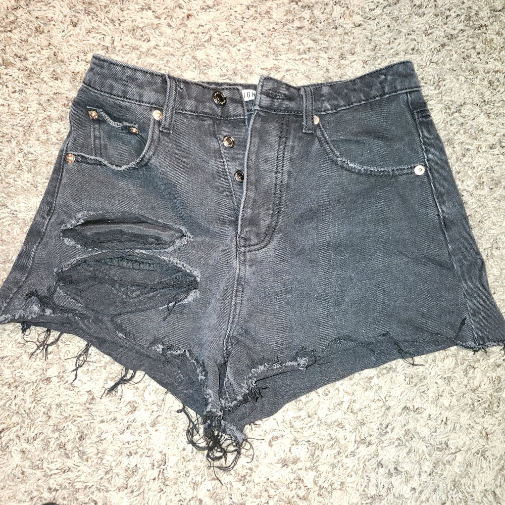 Black jean shorts